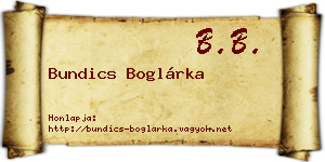 Bundics Boglárka névjegykártya